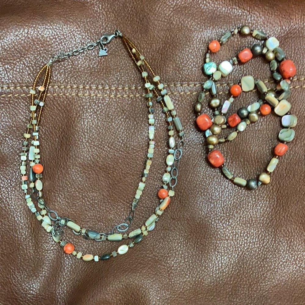 Silpada Fiesta Fun Set Necklace & 3 Bracelets Sterling Silver Shell Sponge Coral